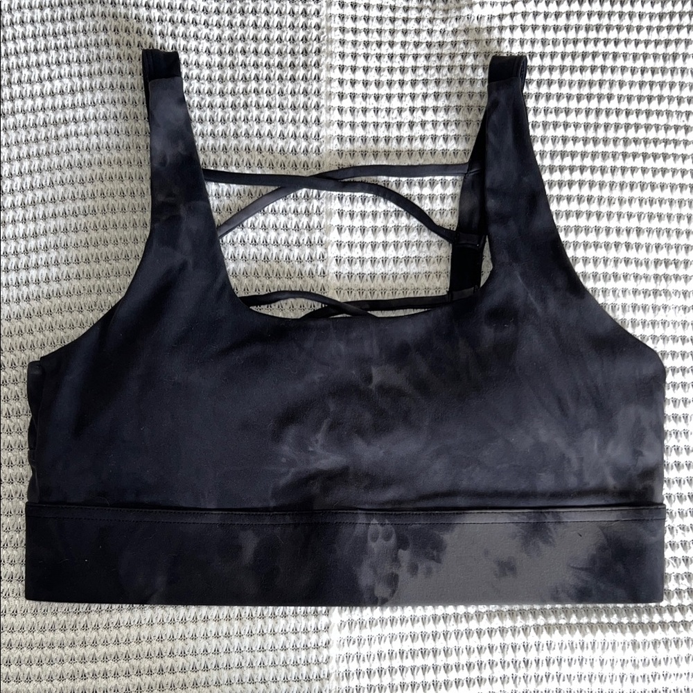 Smoky Black Tie-Dye Sports Bra